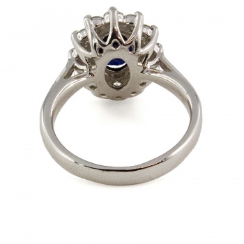 Platinum Sapphire/Diamond Cluster Ring size H